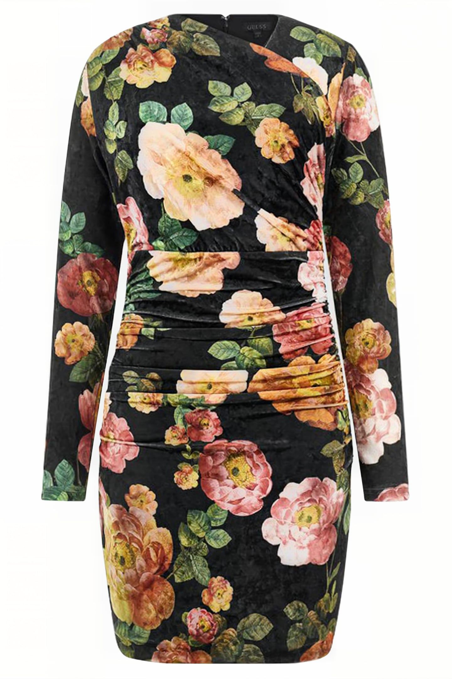 GUESS ECO LS TESS VELVET DRESS PEONY CHARM PRINT BL 4