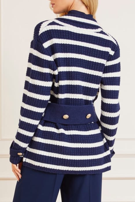 MARCIANO BY GUESS GAIA SWEATER WAFFLE BLUE AND WHITE CARDIGA 2
