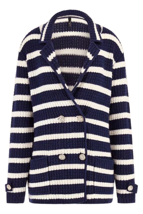 MARCIANO BY GUESS GAIA SWEATER WAFFLE BLUE AND WHITE CARDIGA 4