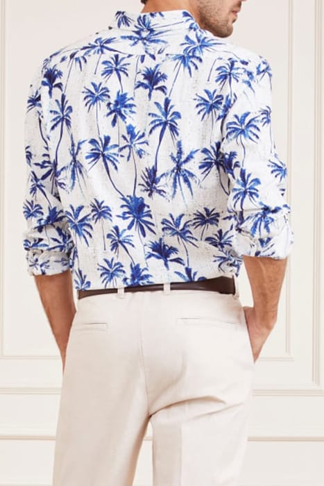 MARCIANO BY GUESS JOE COLLAR NOTCHE BLUE PALM CASUAL SHIRT P 2