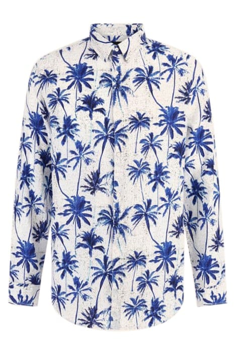 MARCIANO BY GUESS JOE COLLAR NOTCHE BLUE PALM CASUAL SHIRT P 4