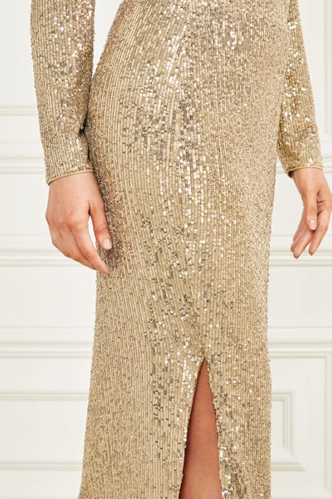 MARCIANO BY GUESS SPARKLE THE DARK FANTASY GOLD MAXI SKIRT S 7