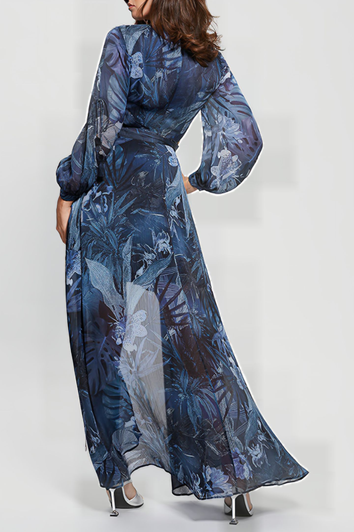 GUESS ECO LS FARRAH DRESS ETCHED TROPICAL PRIN 2