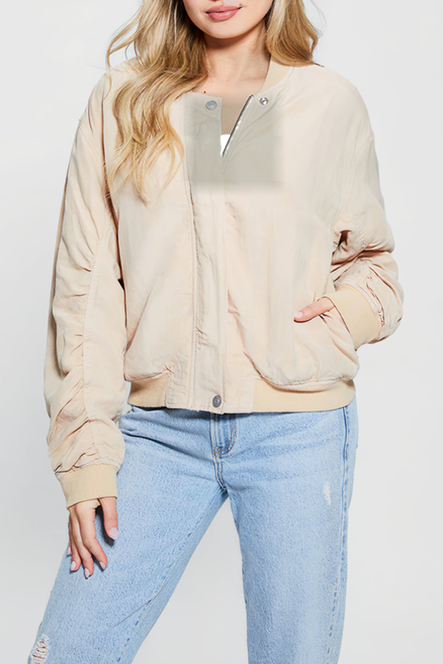 GUESS ECO LS ODESSA FLIGHT JACKET CALM SANDS MULTI 1