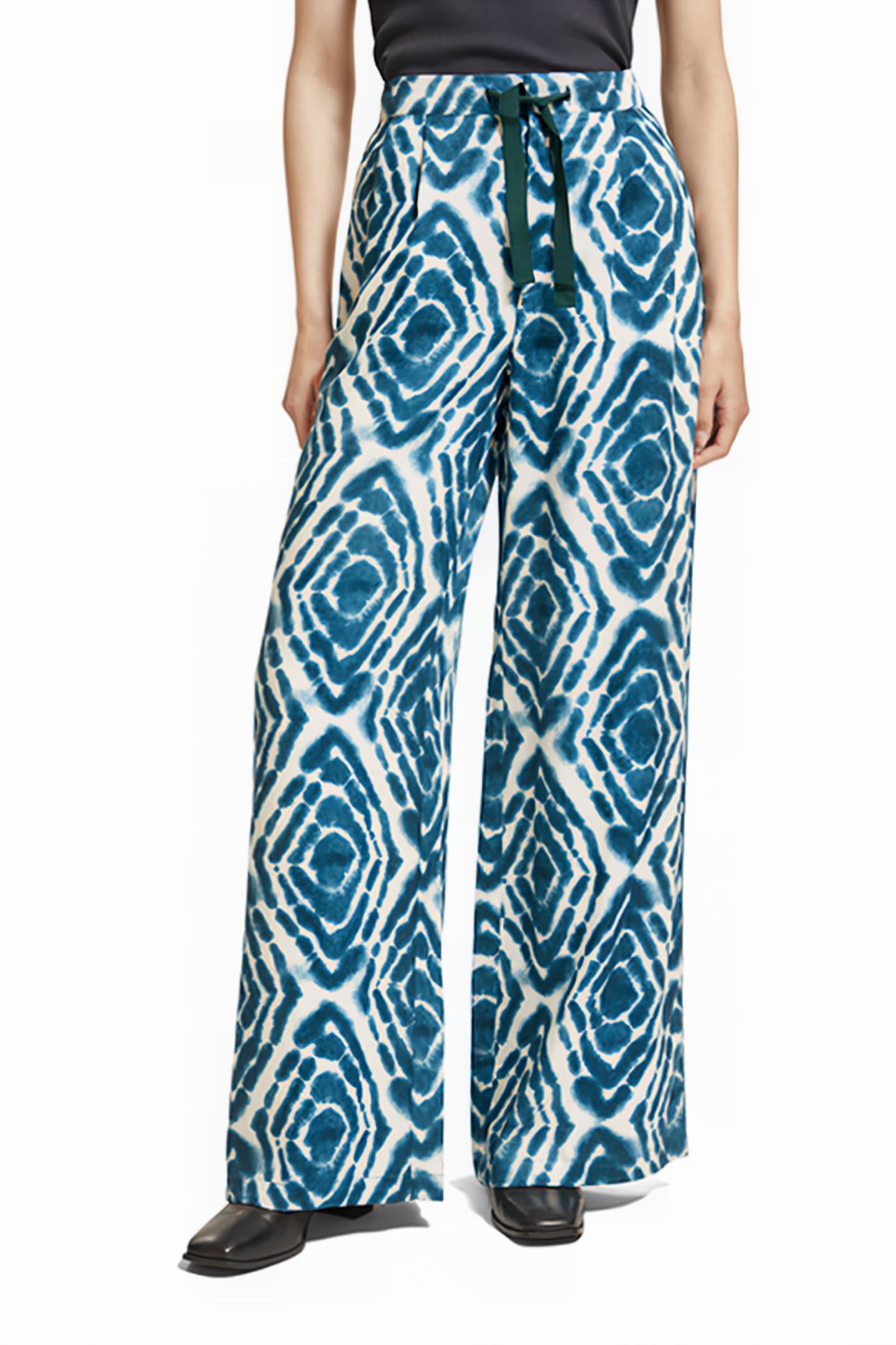 ELENI - HIGH RISE WIDE LEG PYJAMA PANTS DISCO TIE DYE BOTTLE 1