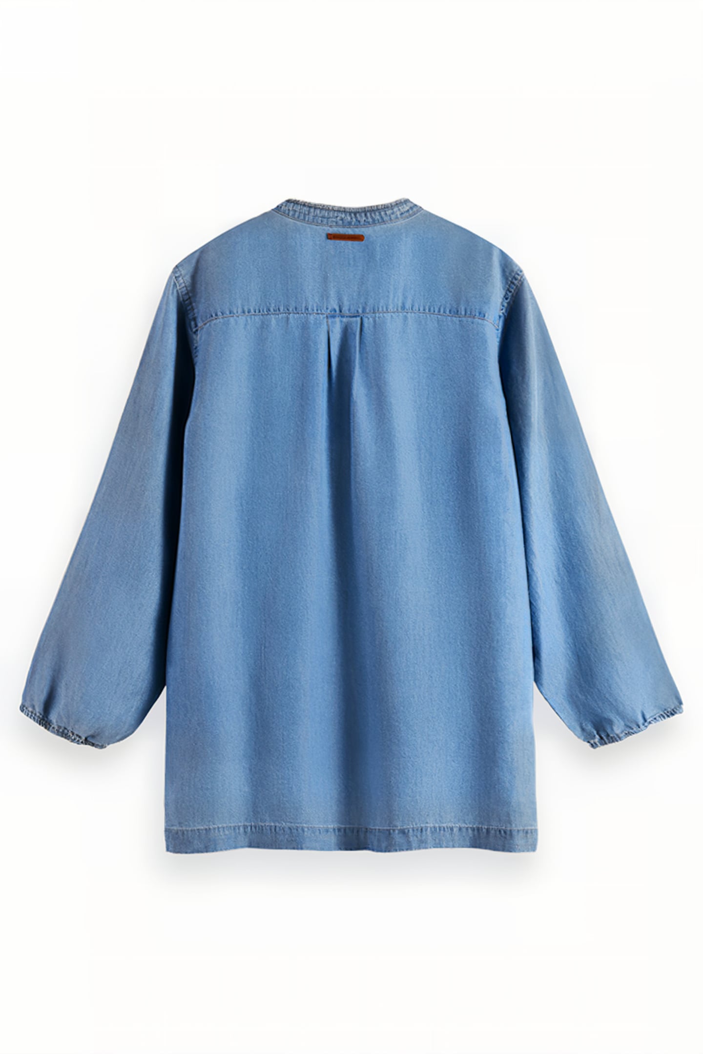 LACE UP DENIM WASHED INDIGO TENCEL SHIRT INDIGO 5