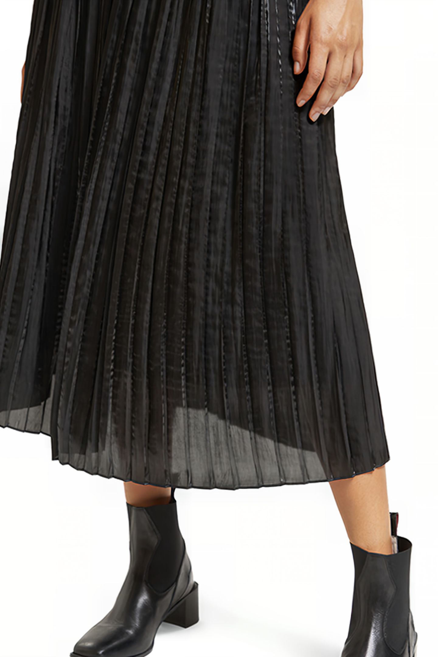 PLEATED HIGH RISE MAXI SKIRT EVENING BLACK 7