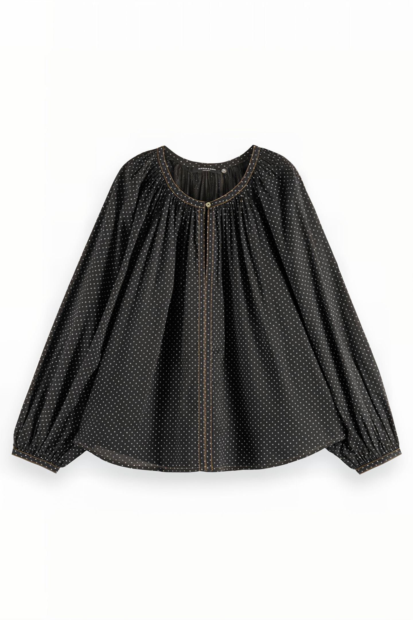 BALLOON SLEEVE EMBROIDERED TOP POLKA EVENING BLACK 4