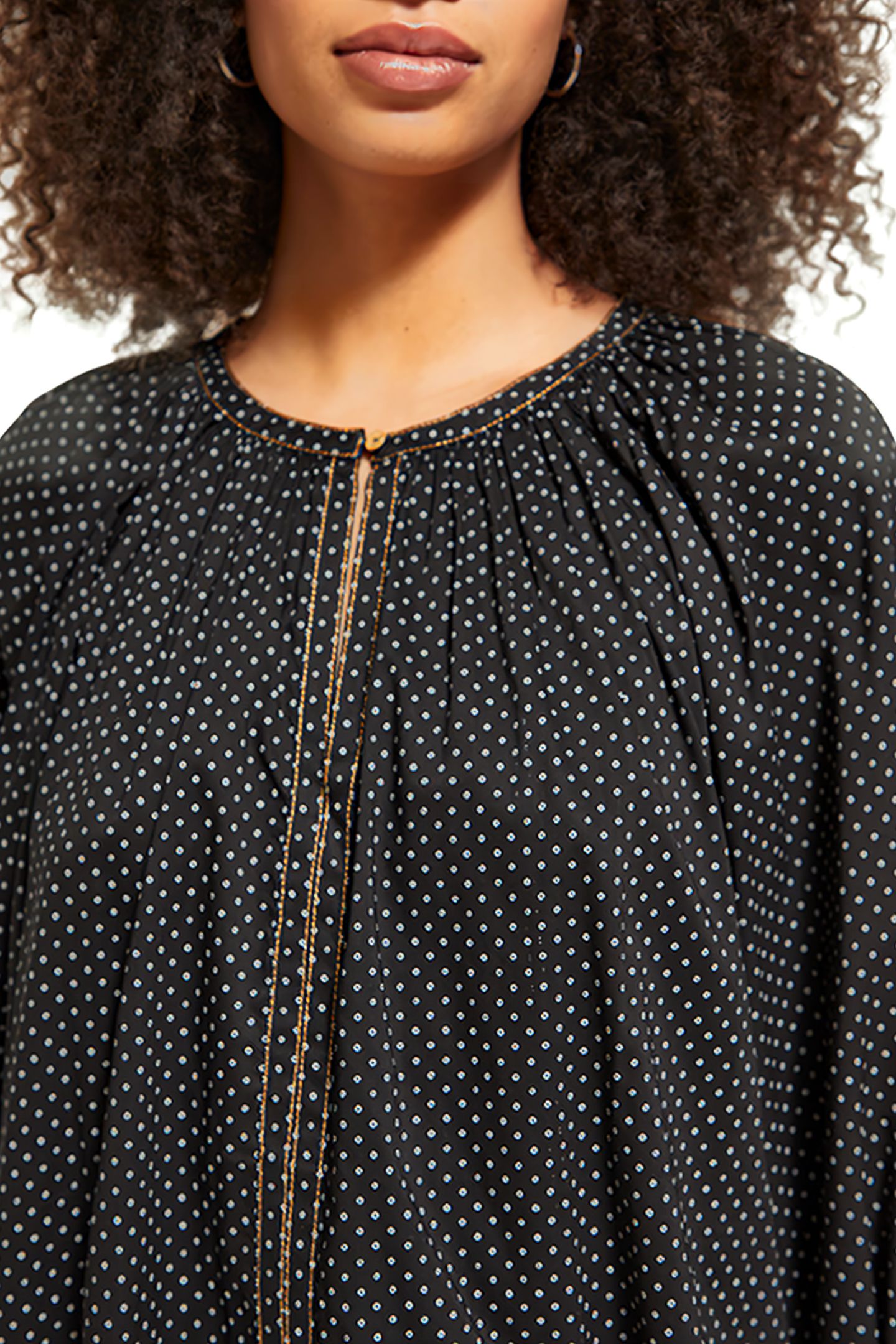 BALLOON SLEEVE EMBROIDERED TOP POLKA EVENING BLACK 7