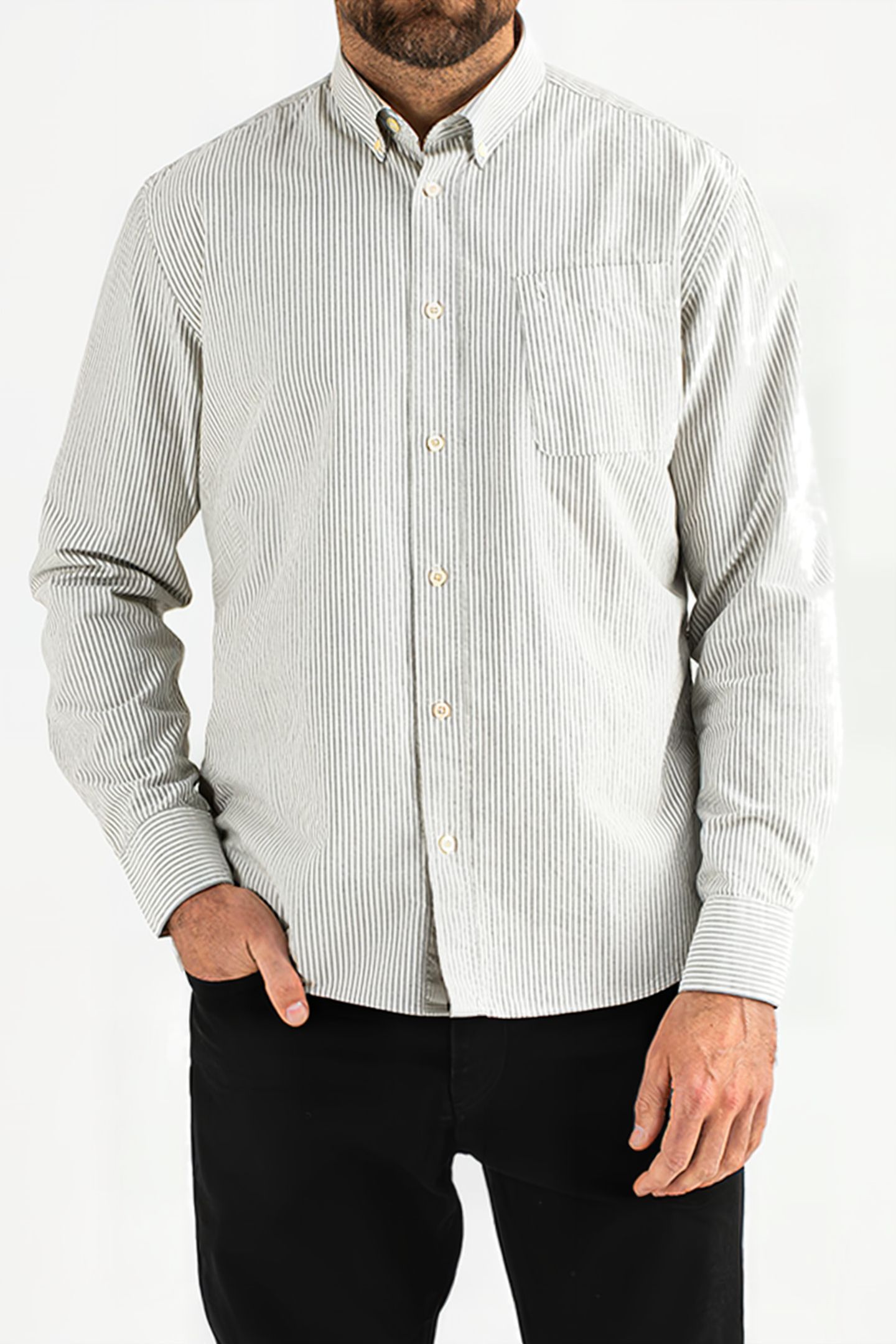 AIDAN OXFORD STRIPE SHIRT LAVA 1