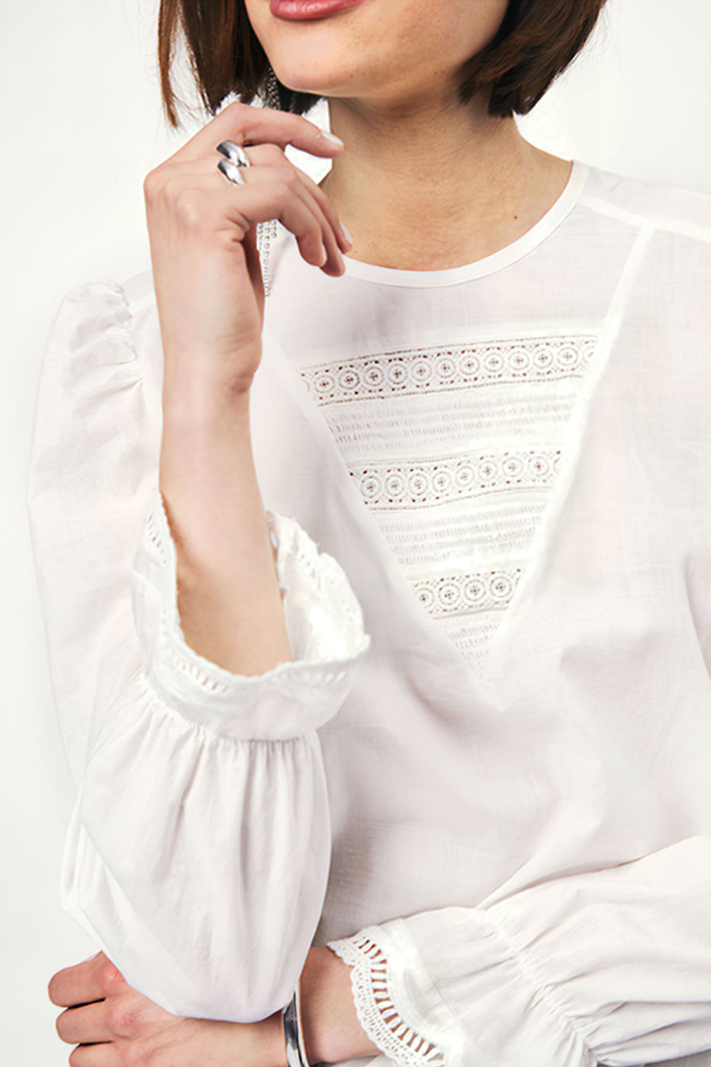 SHAUNA SMOCKED LACE TOP MILK WHITE 4
