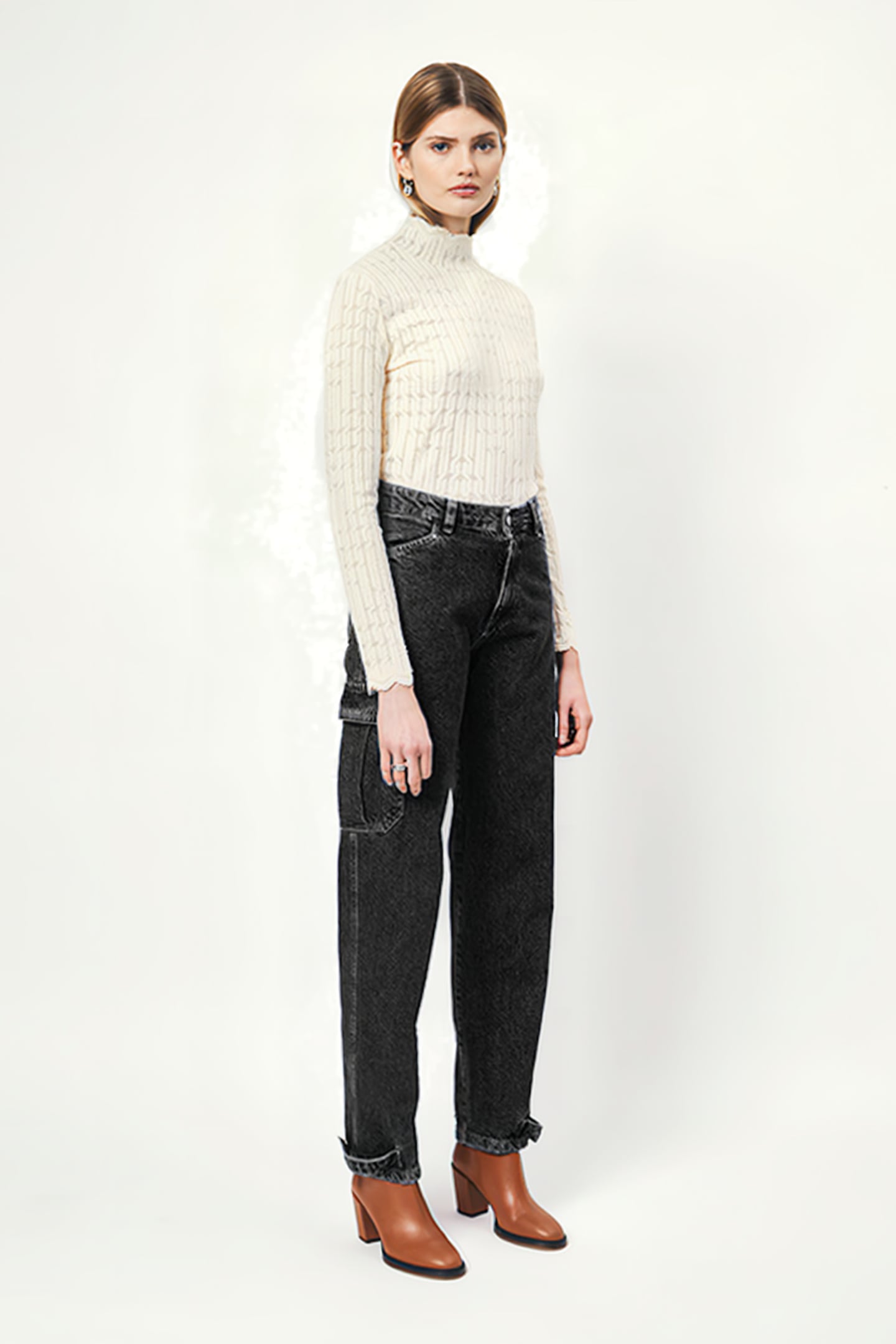 PRESTON CARGO JEANS WASHED BLACK 1