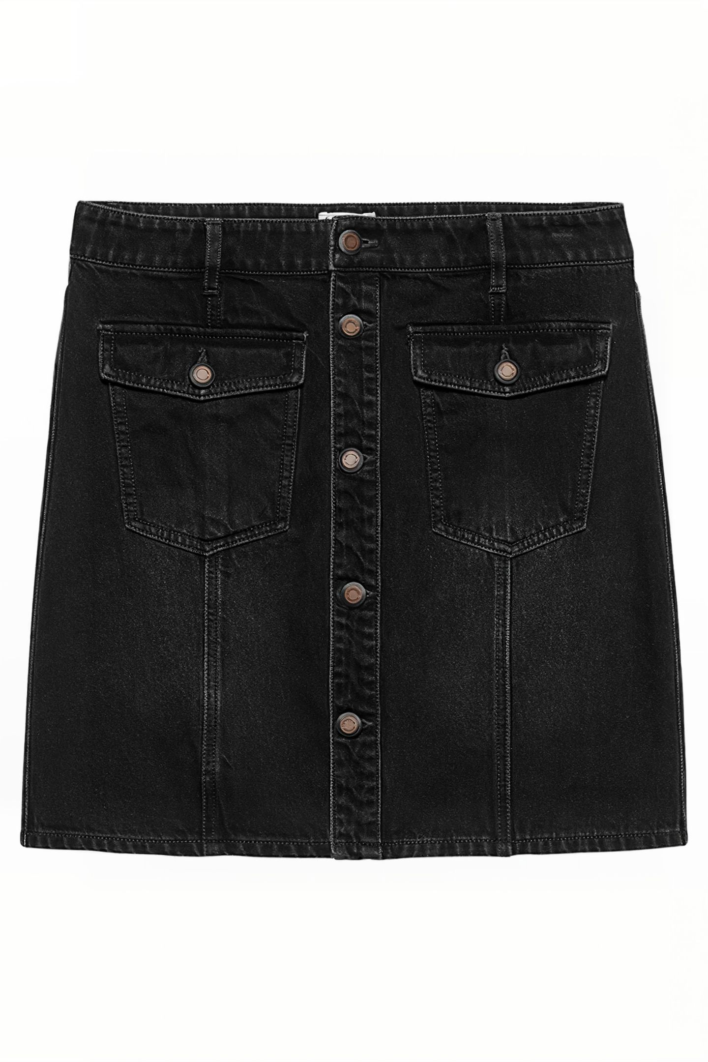 BUTTON UP DENIM SHORT SKIRT WASHED BLACK 4