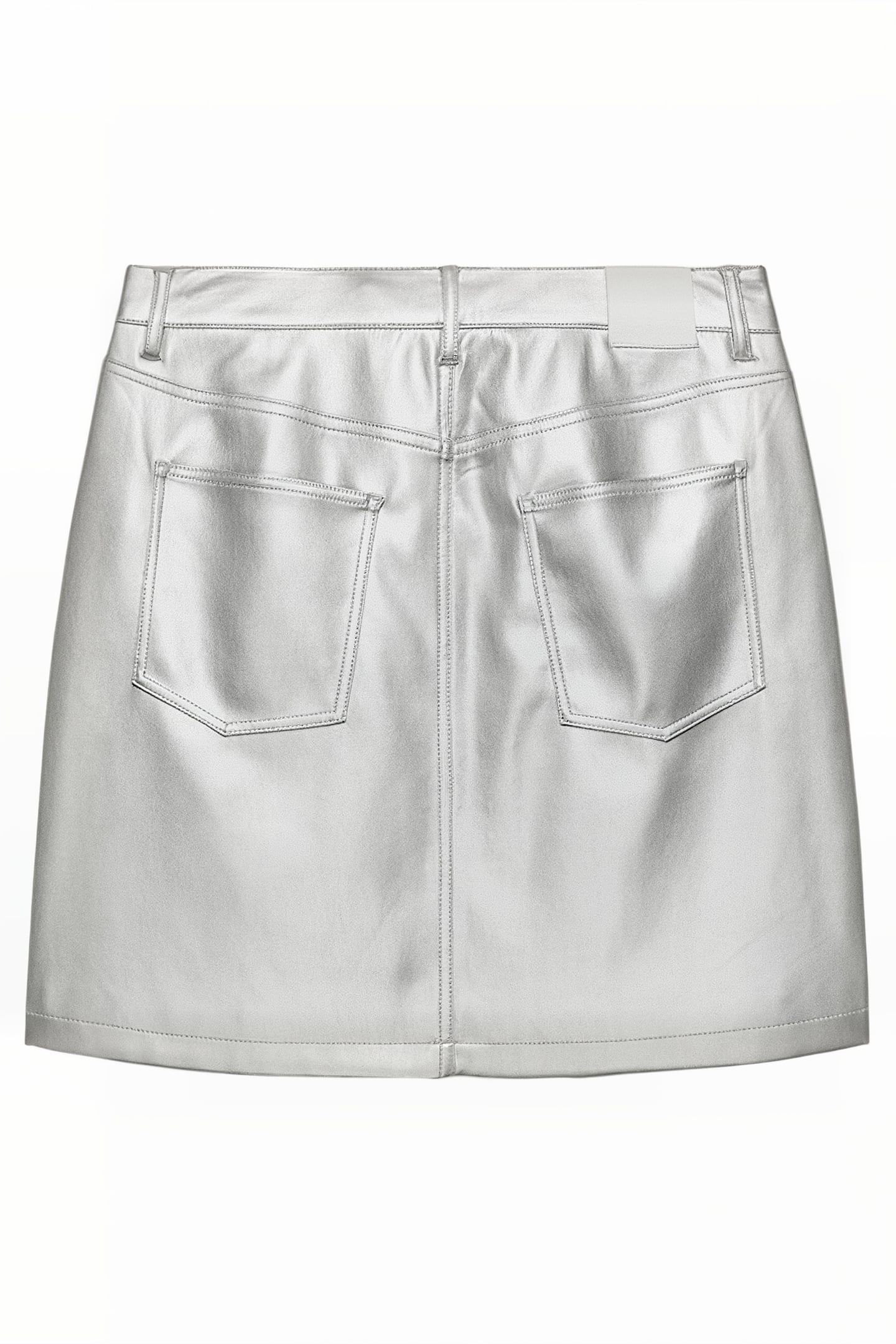 VEGAN LEATHER 5 POCKET SKIRT SILVER 5