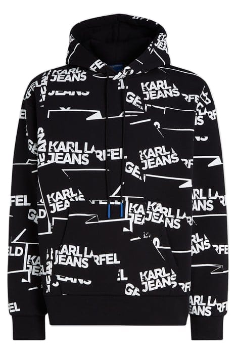 KLJ OVERSIZED AOP LOGO HOODIE BLACK WHITE 1