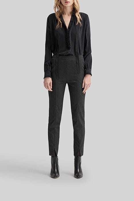 BLACK SEMI-PLAIN 7/8 SLIM SUIT TROUSERS 3