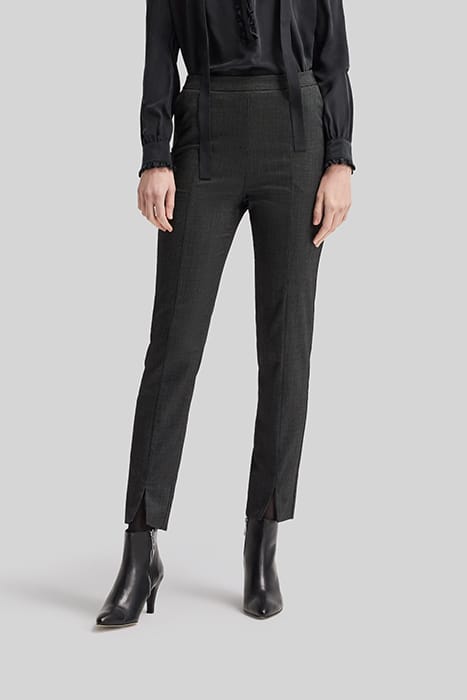 BLACK SEMI-PLAIN 7/8 SLIM SUIT TROUSERS 1