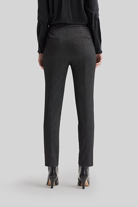 BLACK SEMI-PLAIN 7/8 SLIM SUIT TROUSERS 2