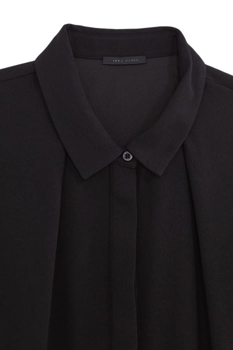 BLACK RECYCLED SHIRT DRESS WITH GIPURES 6