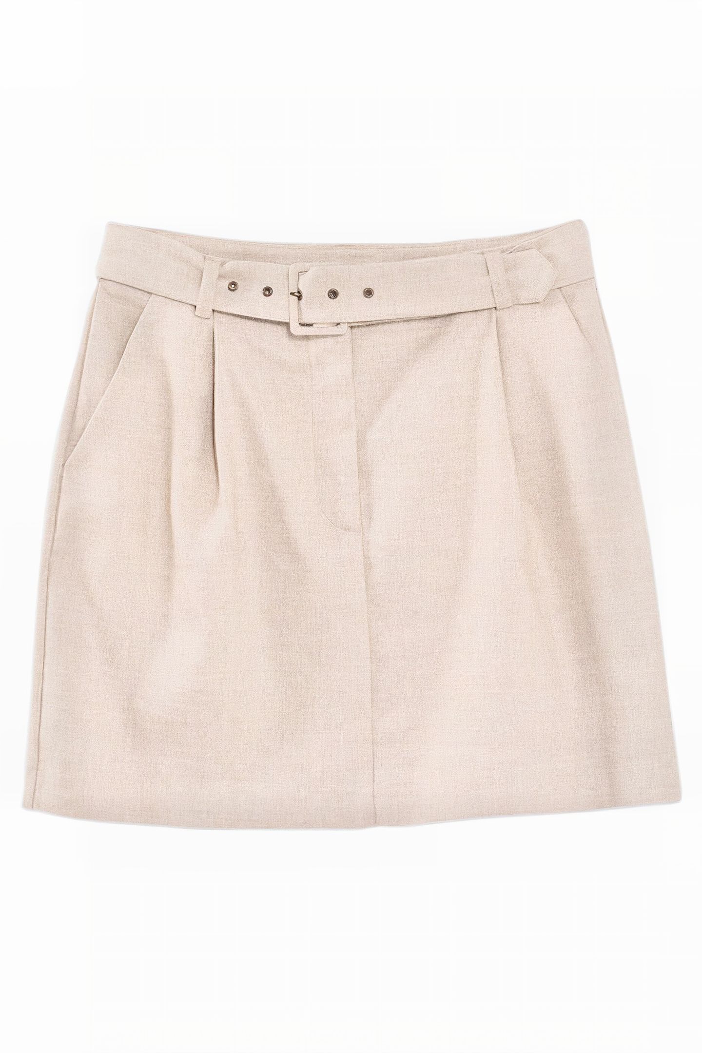 IRIDESCENT BEIGE LINEN-BLEND SUIT SKIRT 4
