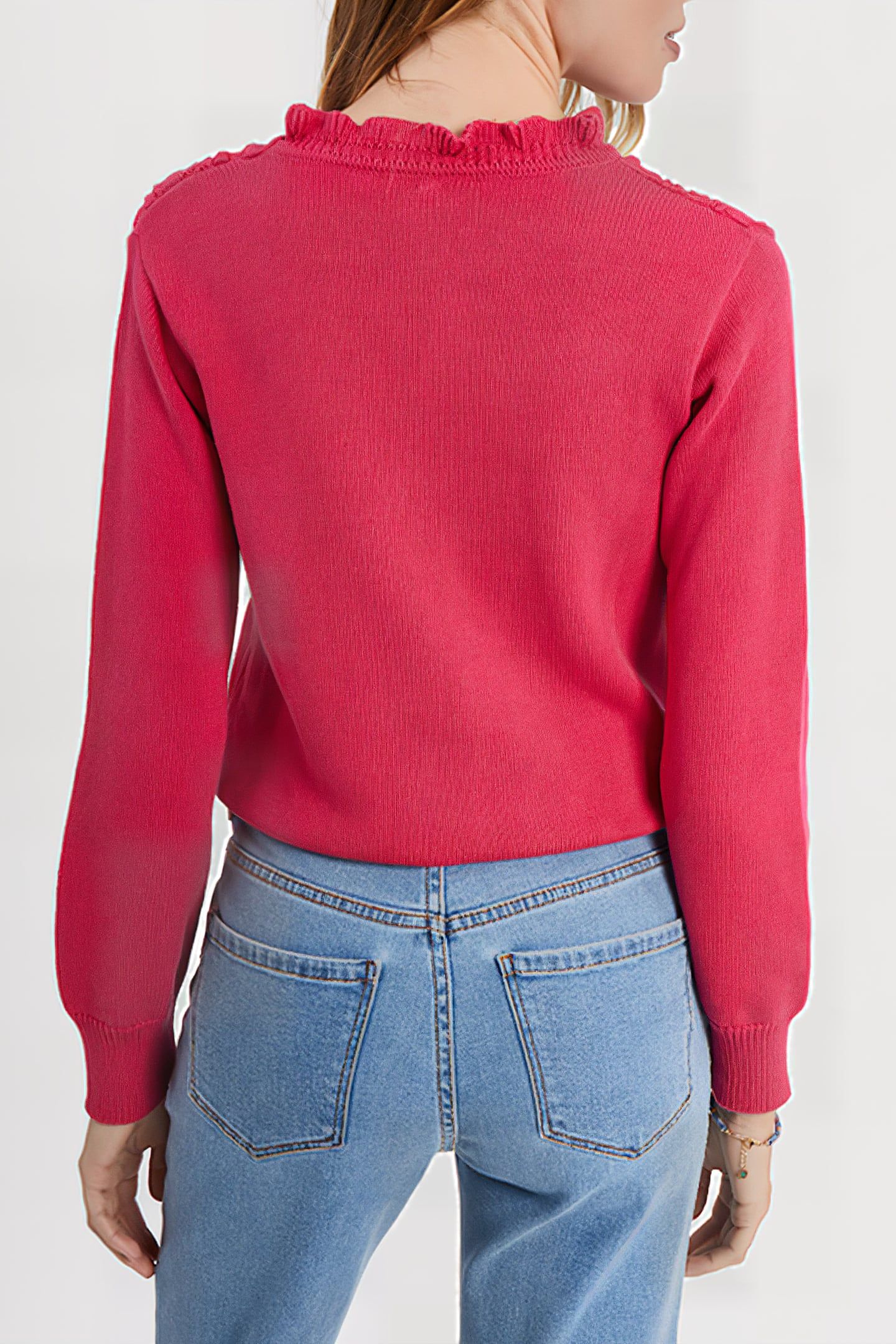 MAGENTA DECORATIVE KNIT SWEATER 2
