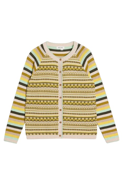 LULU FAIRISLE CARDI CHARTREUSE MULTI 3