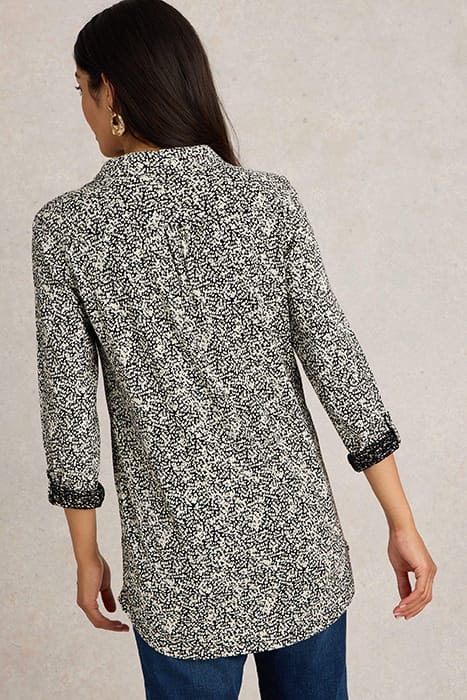 ANNIE LONGLINE SHIRT BLACK PRINT 2