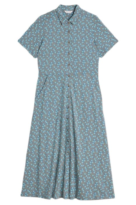RUA JERSEY SHIRT DRESS TEAL PRINT 1