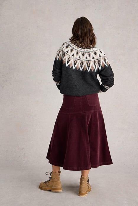 QUINN ORGANIC CORD SKIRT DARK PLUM 2