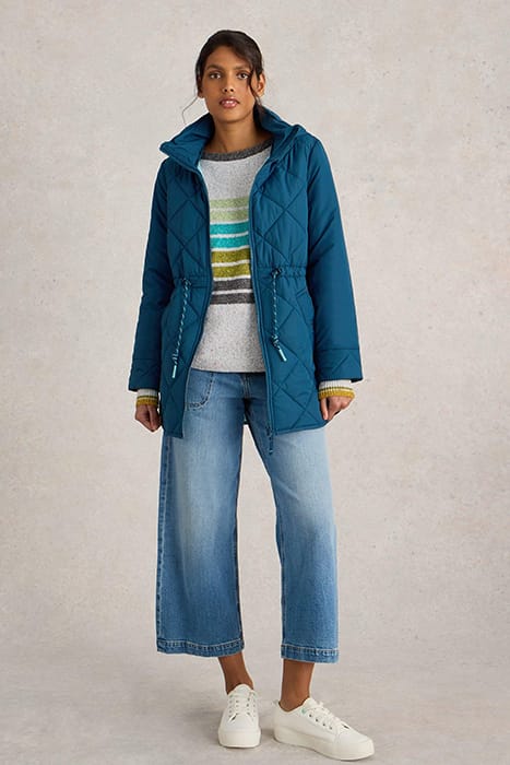 EMILIA QUILTED COAT DARK TEAL 1