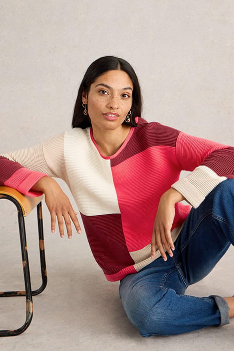 JANA COLOURBLOCK JUMPER PLUM MULTI 3