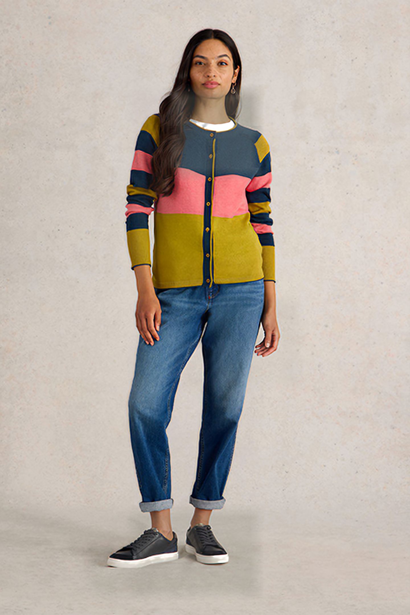 LULU STRIPE CARDI CHARTREUSE MULTI 1