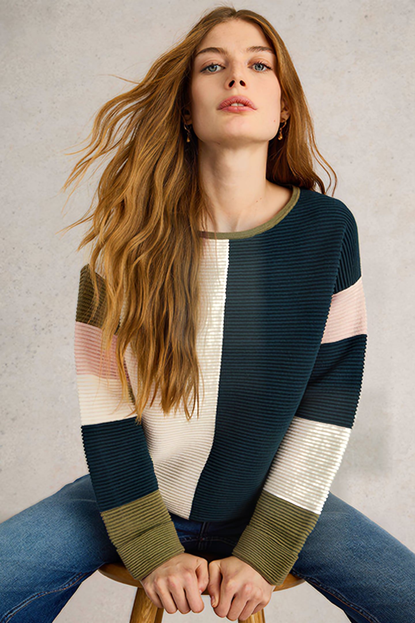 JANA COLOURBLOCK JUMPER NATURAL MULTI 4