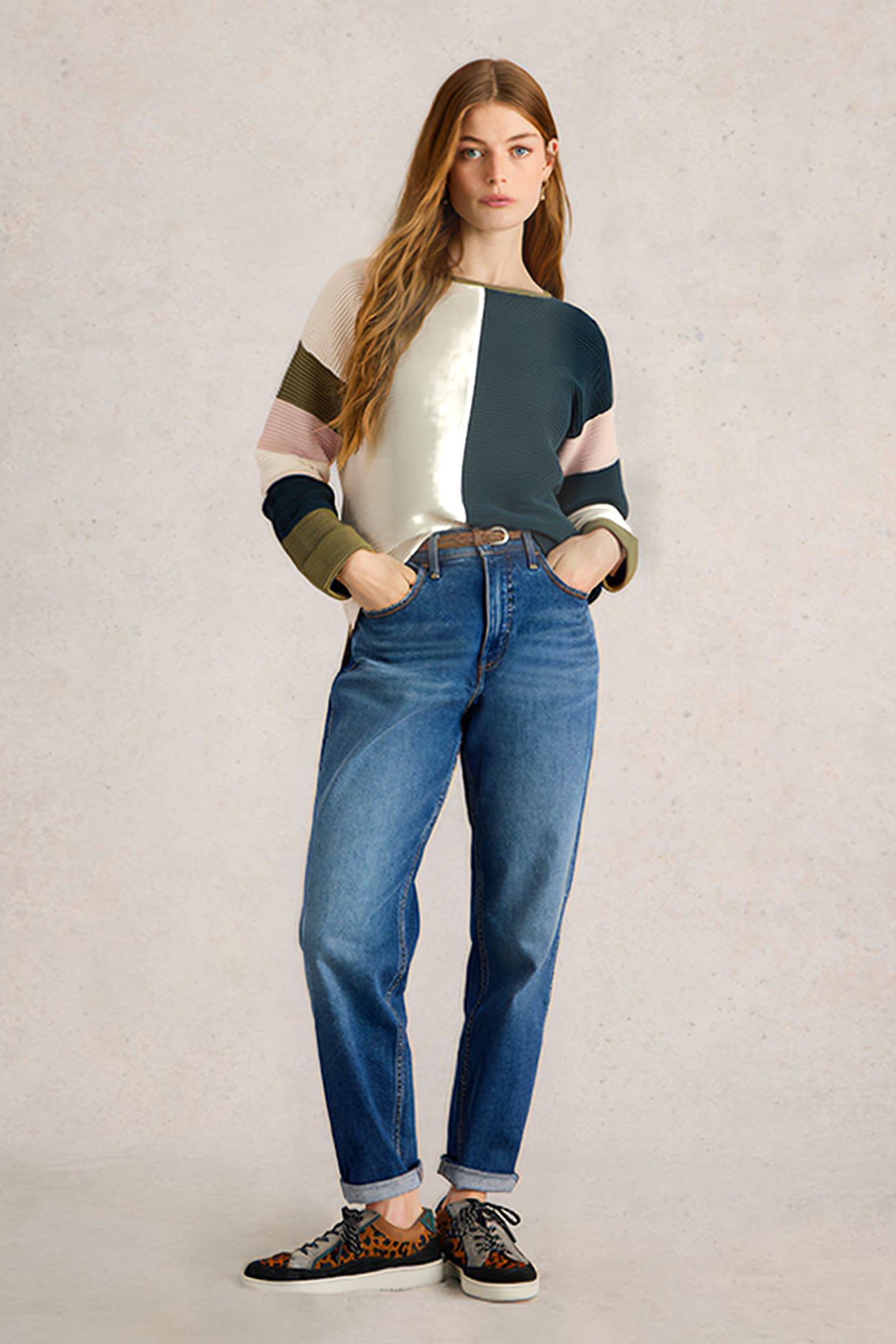 JANA COLOURBLOCK JUMPER NATURAL MULTI 1