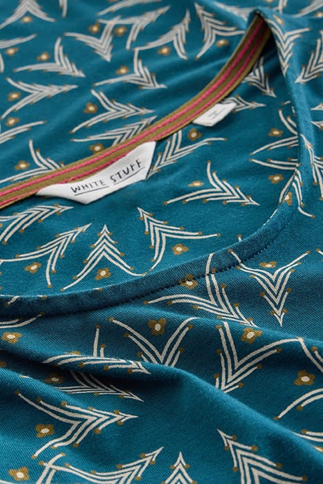 MADELINE JERSEY DRESS TEAL MULTI 6