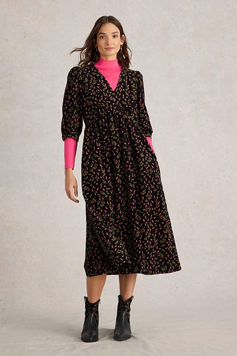LUCY CORD DRESS BLACK PRINT 1