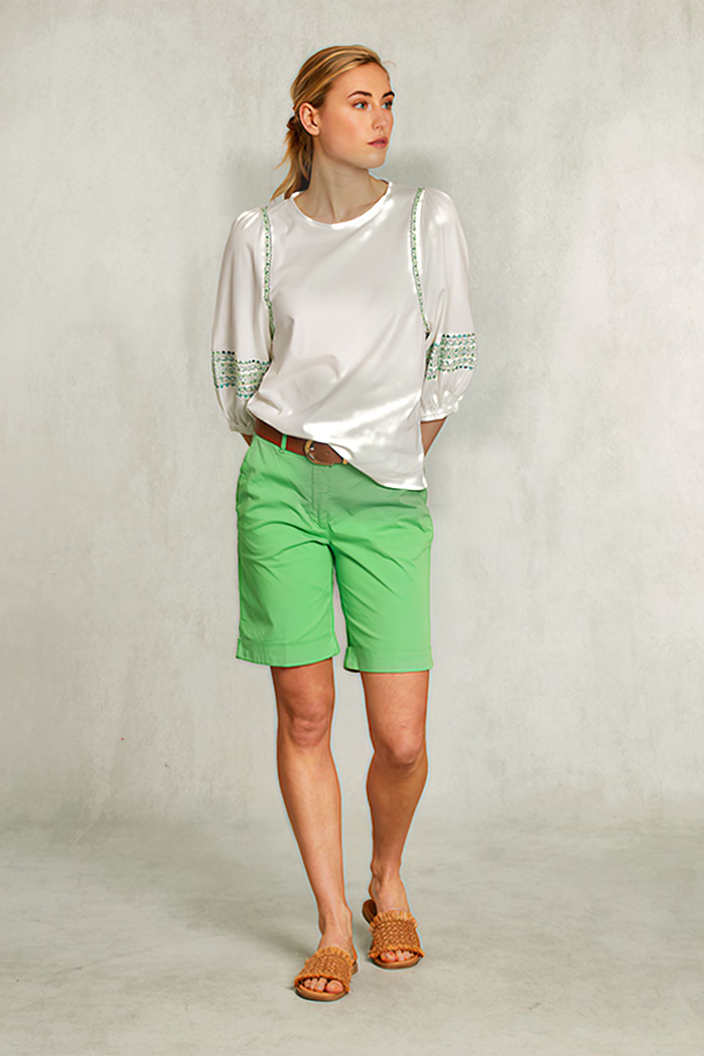 GREEN COTTON BERMUDA 2 POCKETS GREEN 3