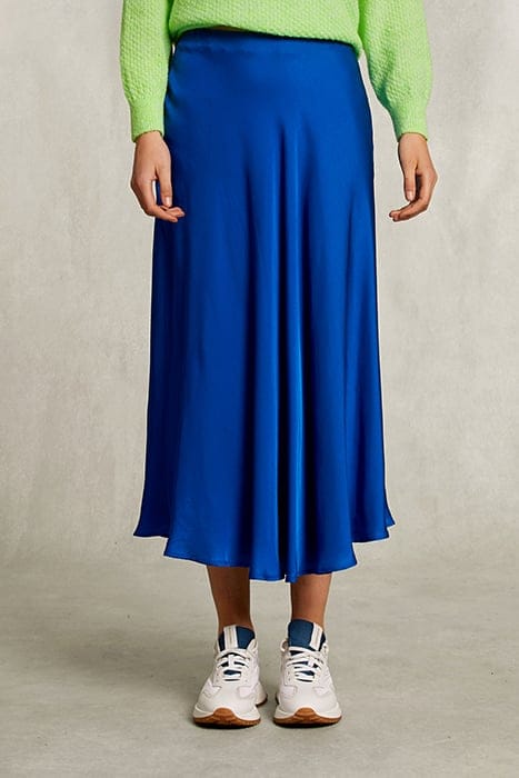 BLUE SATIN FLARED SKIRT BLUE 1