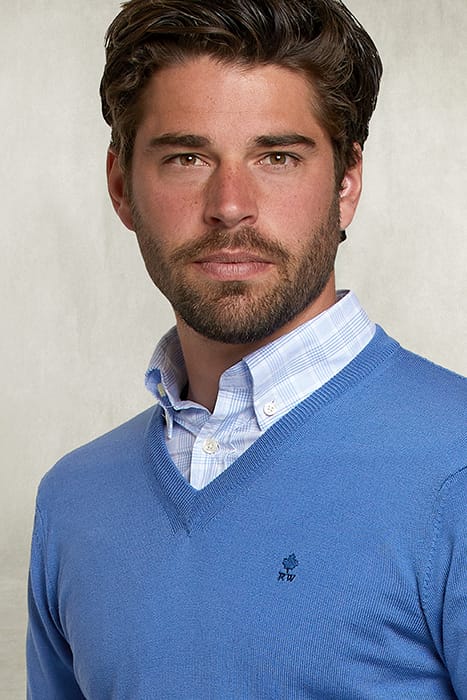 BASIC MERINO V-NECK PULLOVER BLUE BIRD BLUE 4