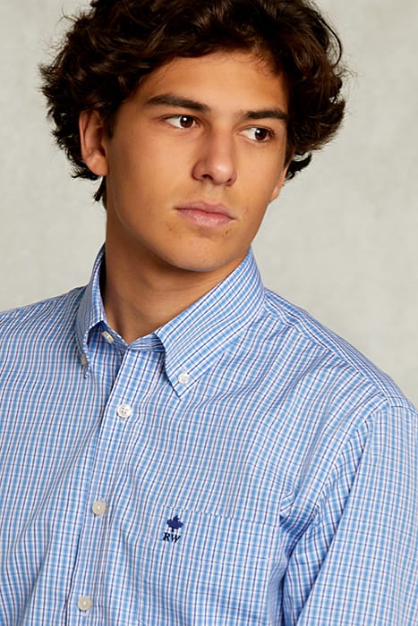 CUSTOM FIT CHECKED SHIRT BLUE/WHITE 4
