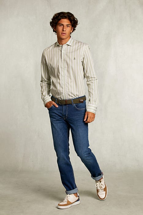 SLIM FIT STRIPED SHIRT GREEN/WHITE 3
