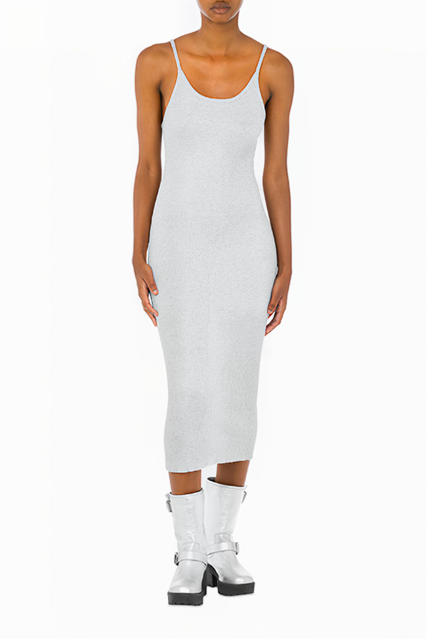 LUREX COTTON KNIT DRESS SILVER 1