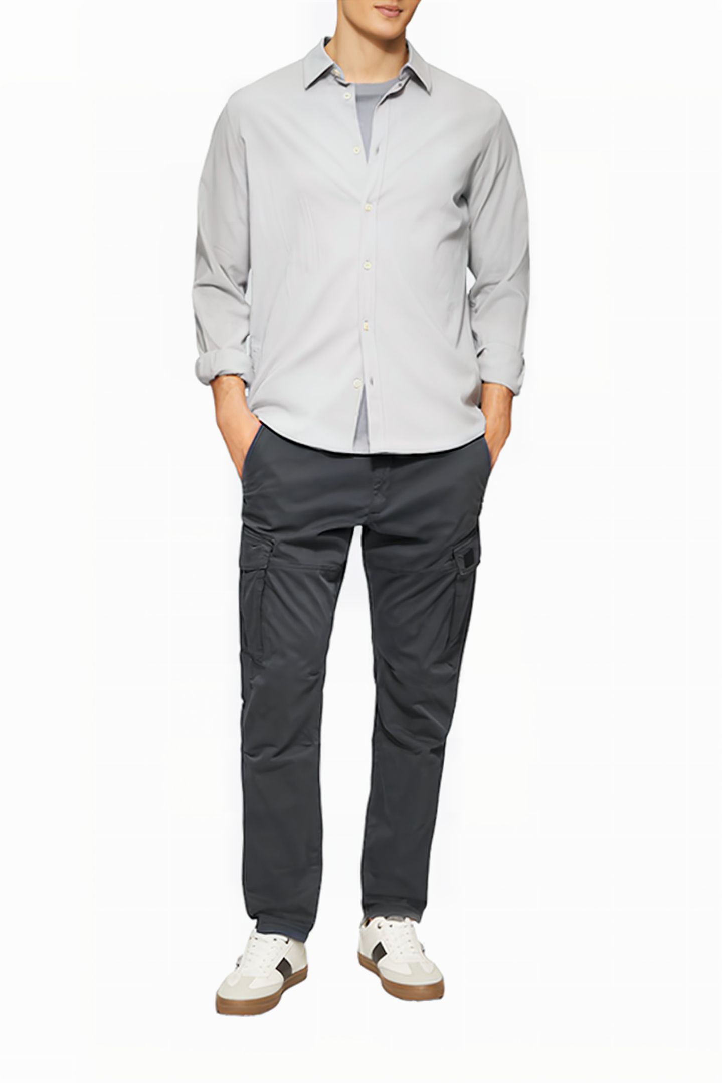 S.OLIVER PANTS GREY/BLACK 2