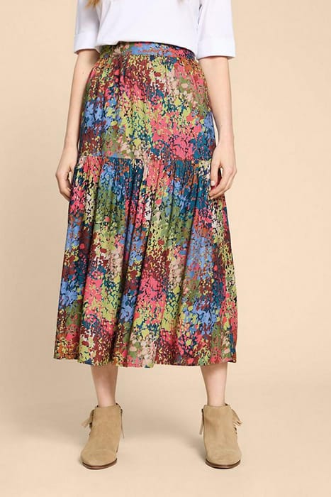 JAMIMA ECO VERO MIDI SKIRT PINK MULTI 1