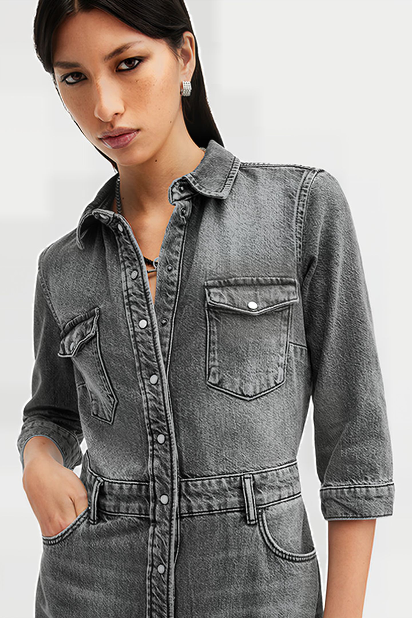 BLAIR LS DENIM DRESS WASHED BLACK 6