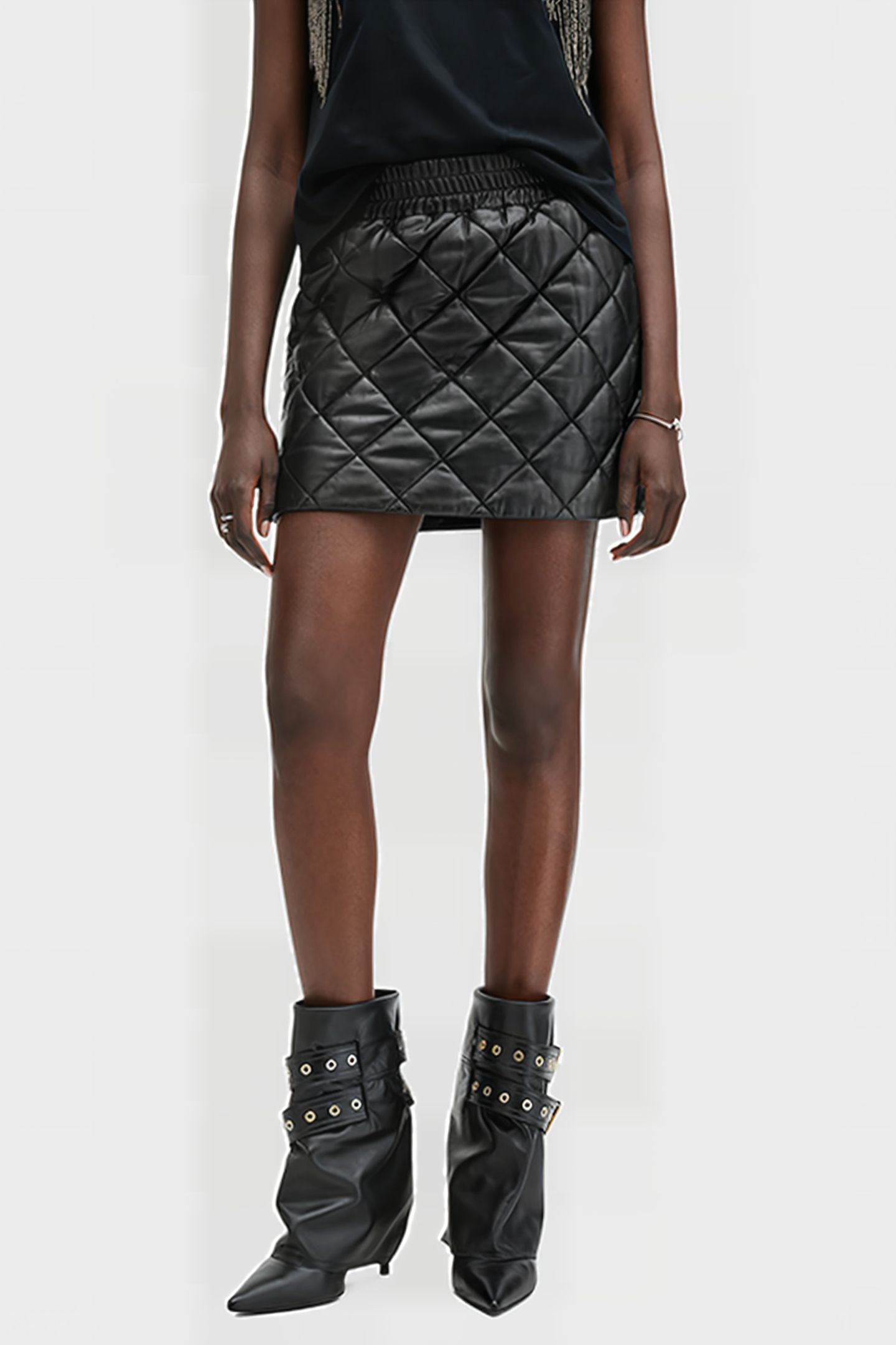 OTTIE QUILT SKIRT BLACK 1