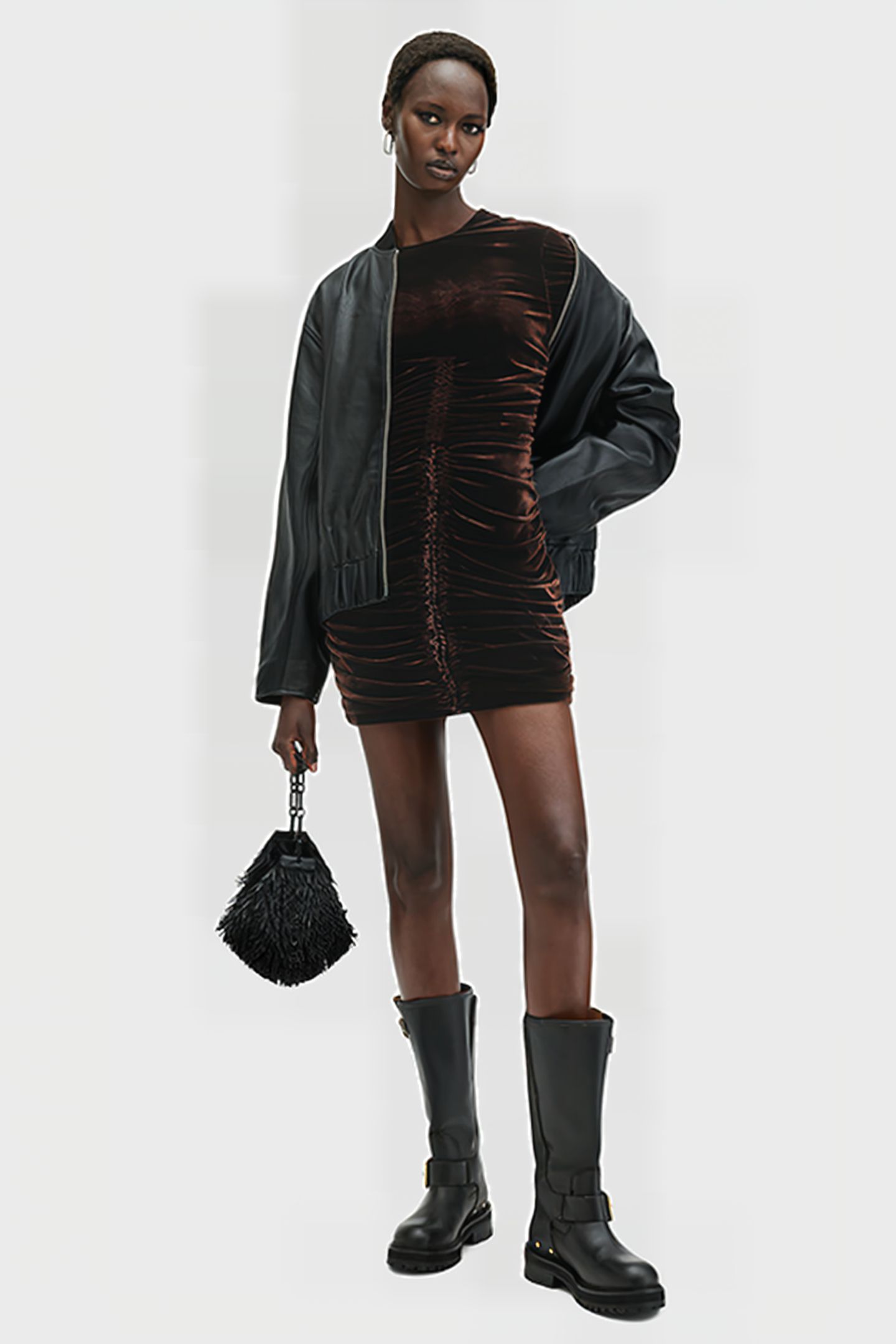 ERIS VELVET DRESS RICH BROWN 5