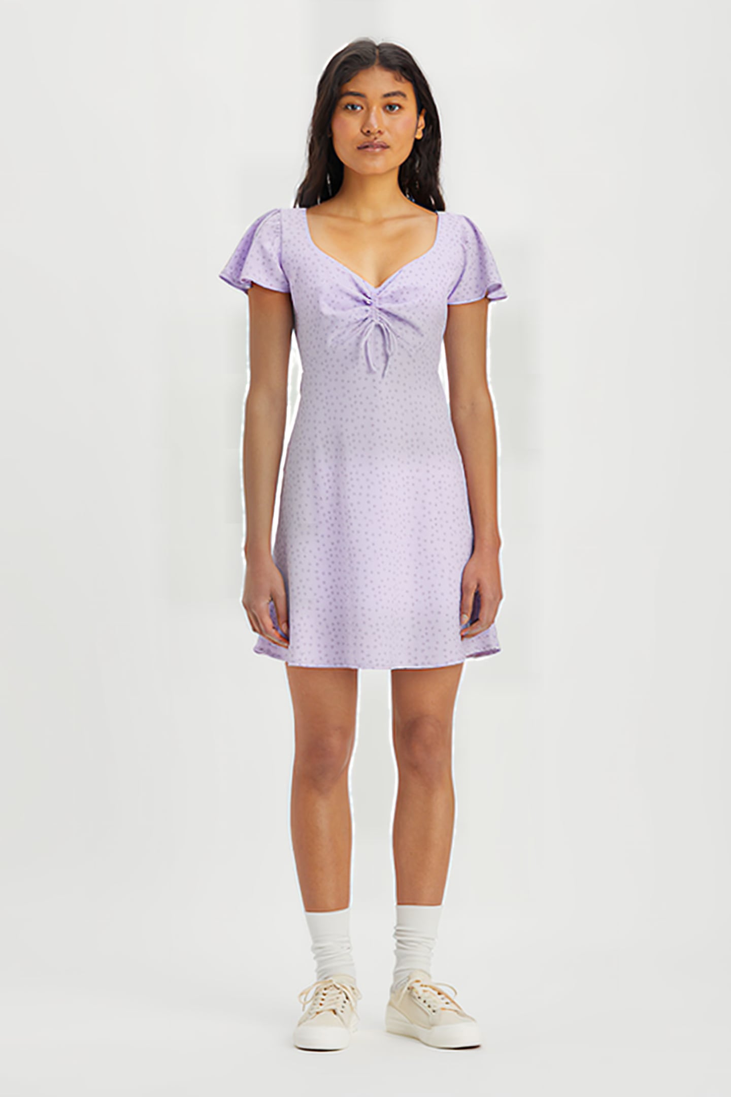 SKYLAR FLUTTER SLV DRESS JANE FLORAL PUR 1