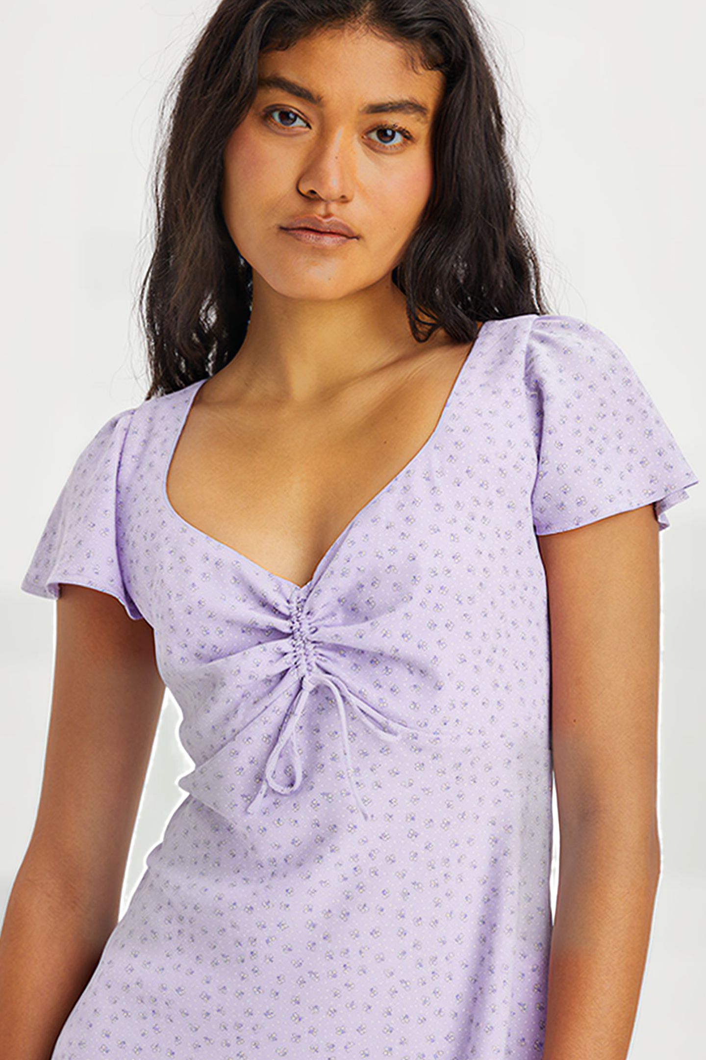 SKYLAR FLUTTER SLV DRESS JANE FLORAL PUR 6