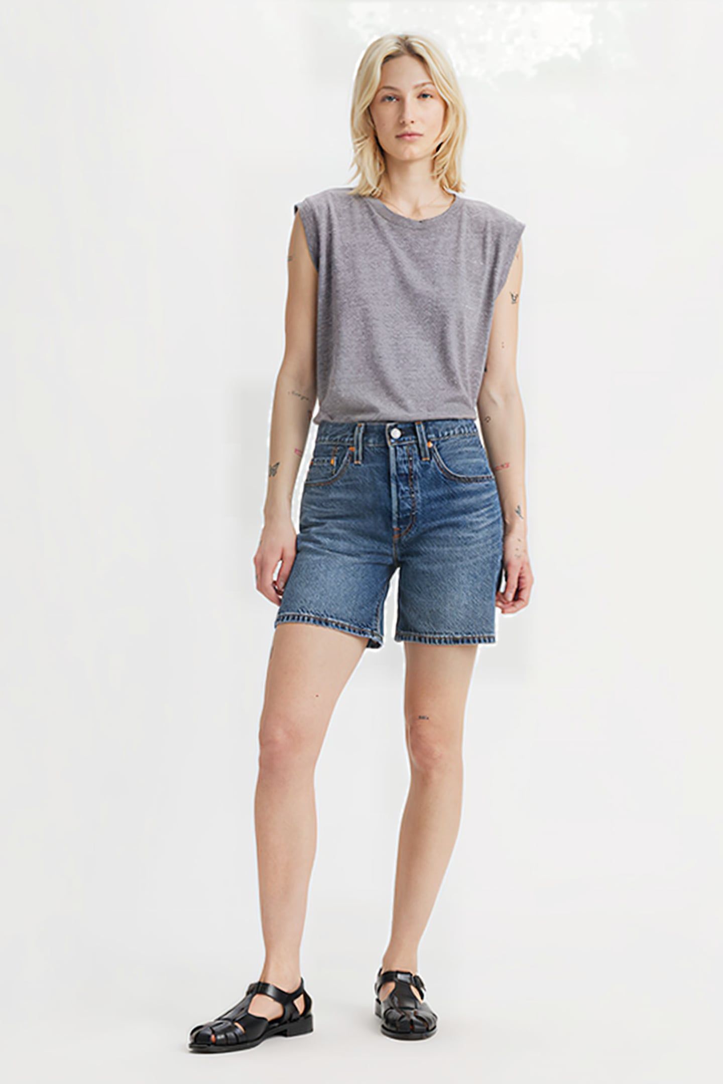501 MID THIGH SHORT LW CROSSING CANVAS 2